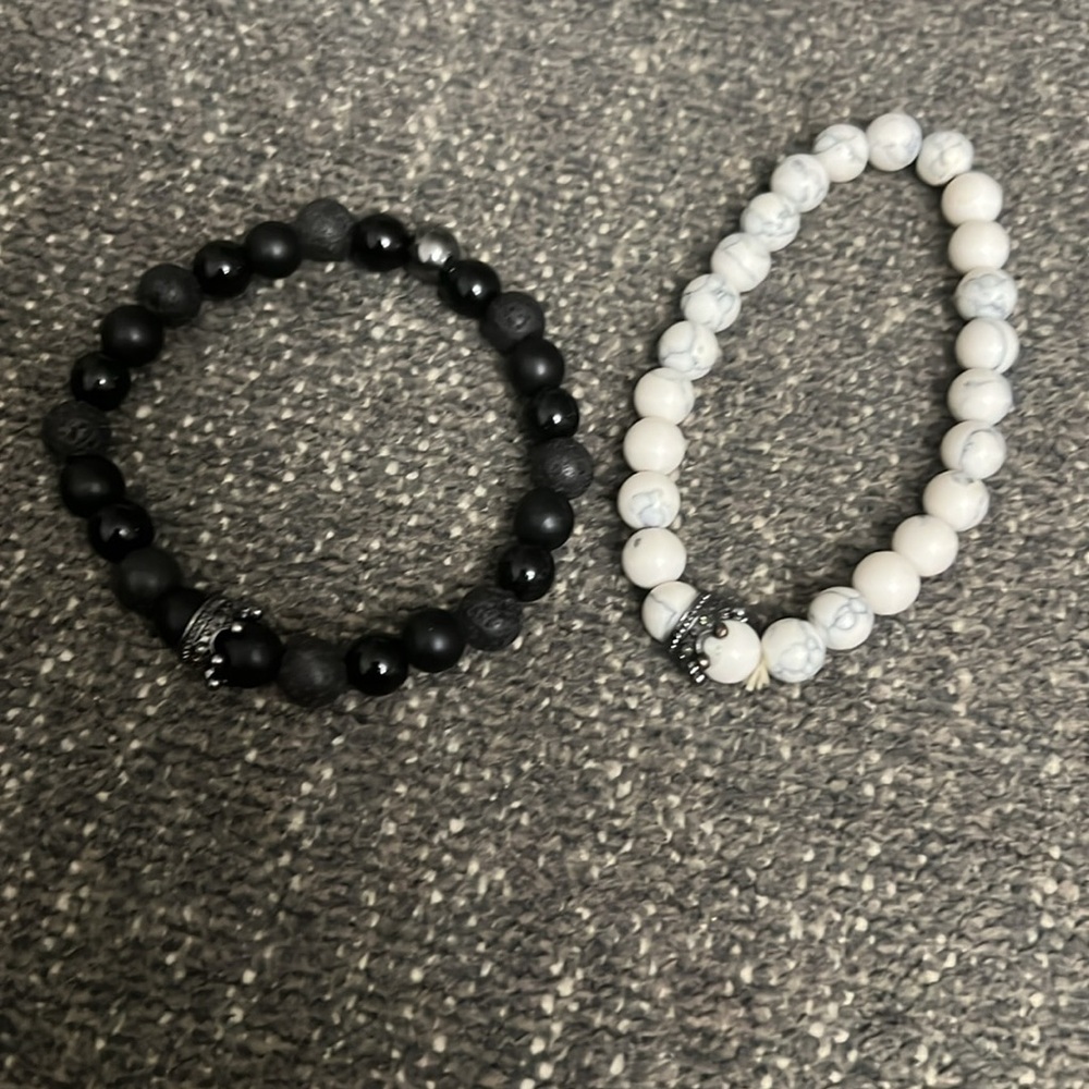 #66 Couples Bracelets His and Her Bracelets King & Queen Crown Heart